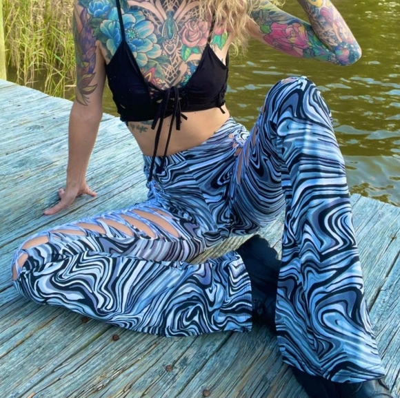SOLD Pisces Vibrations Braided Trippy Bell Bottoms - Picture 2 of 6